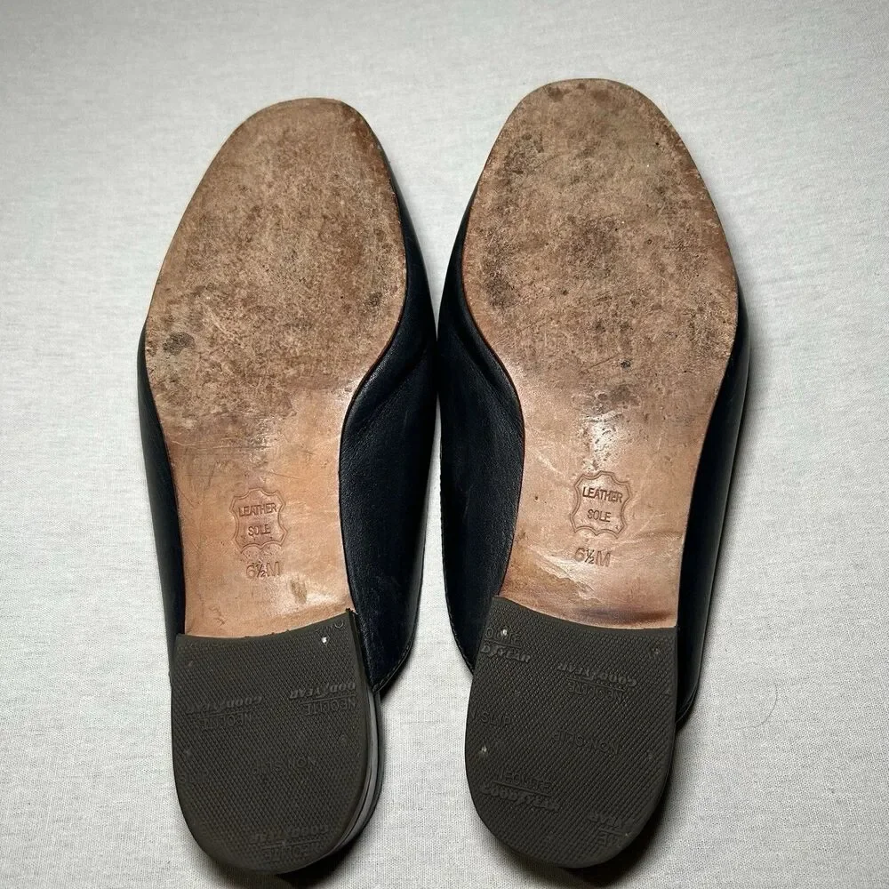 Tory Burch Amelia mule loafers black leather enamel hardware 6.5, preppy, work